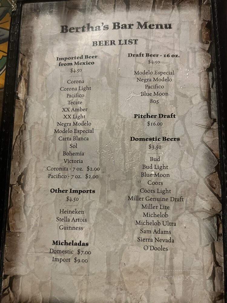 Bertha Miranda's Mexican - Reno, NV menu_pic