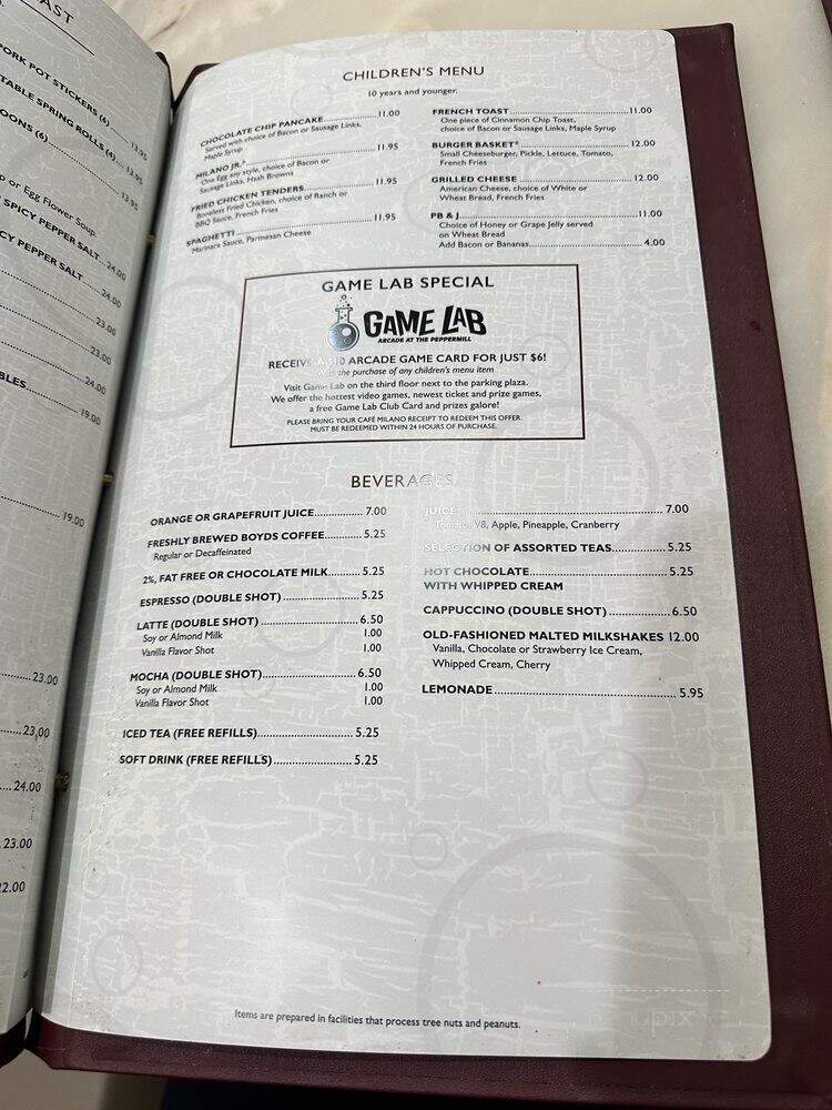 24 Hour Coffee Shop at Peppermill Casino - Reno, NV menu_pic