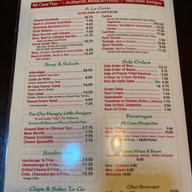 Mi Casa Too - Reno, NV menu_pic