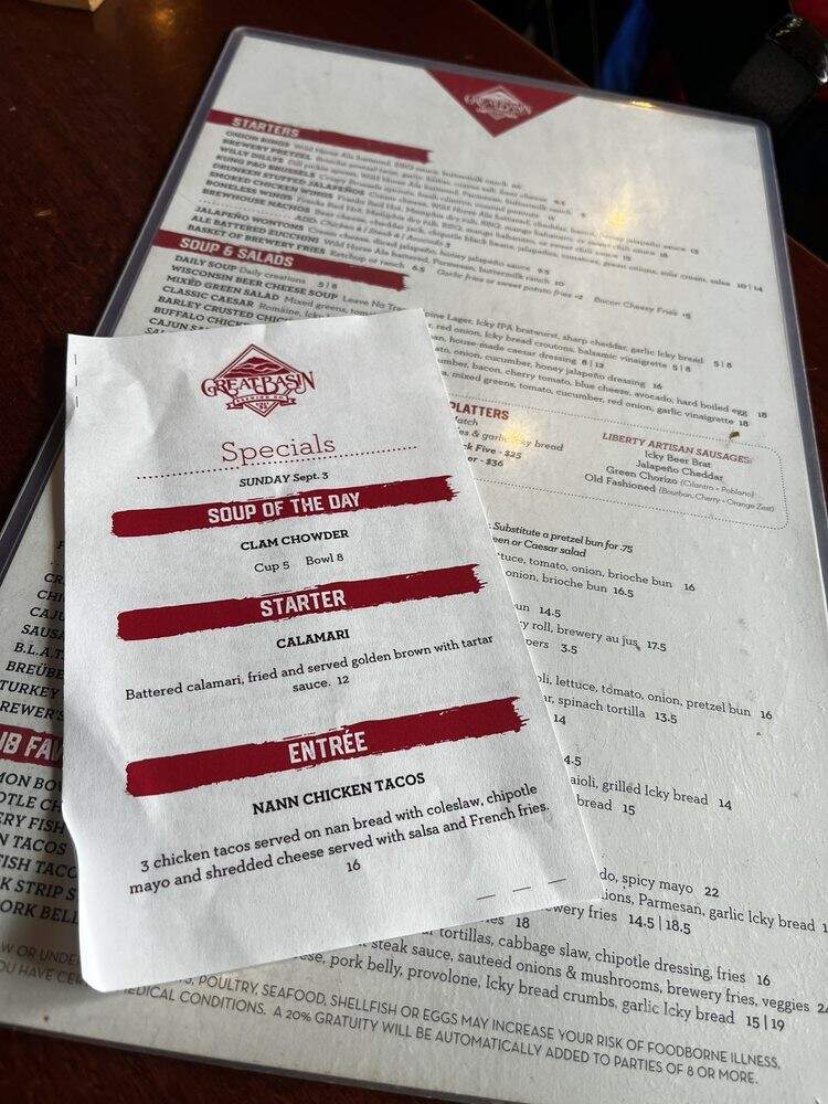 Great Basin Brewing Co - Sparks, NV menu_pic