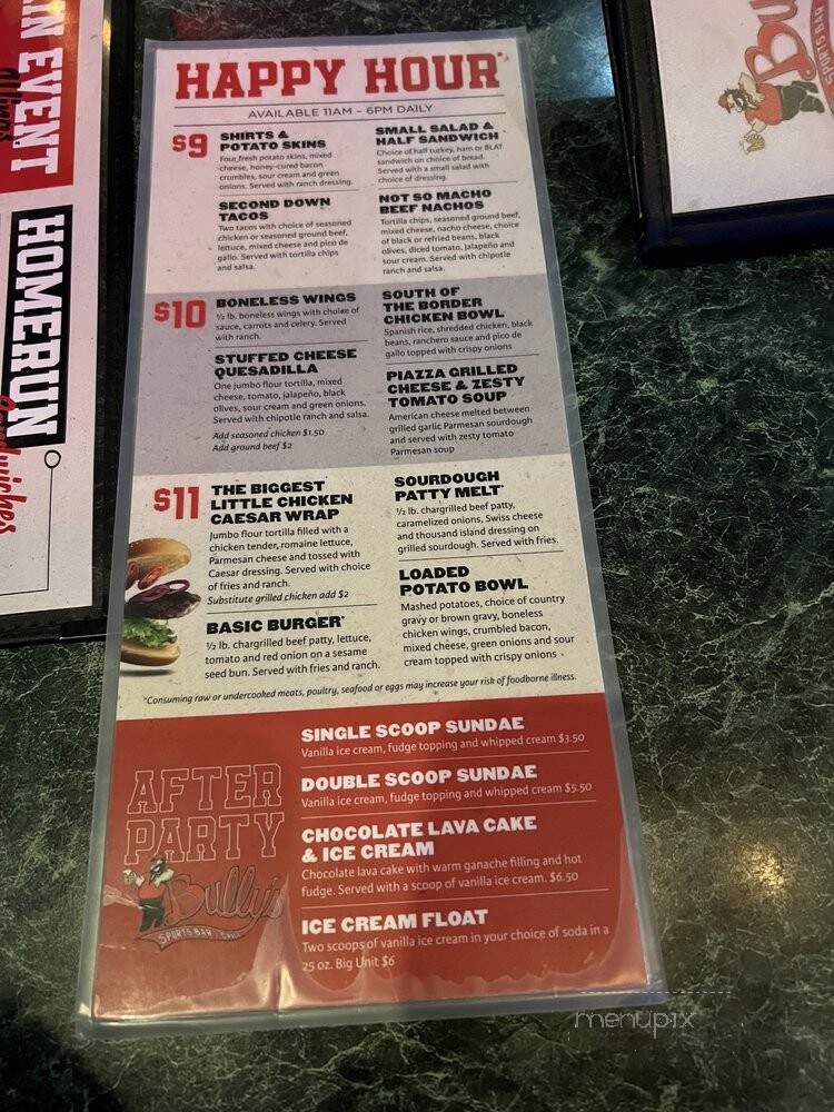 Bully's Sports Bar & Grill - Sparks, NV menu_pic