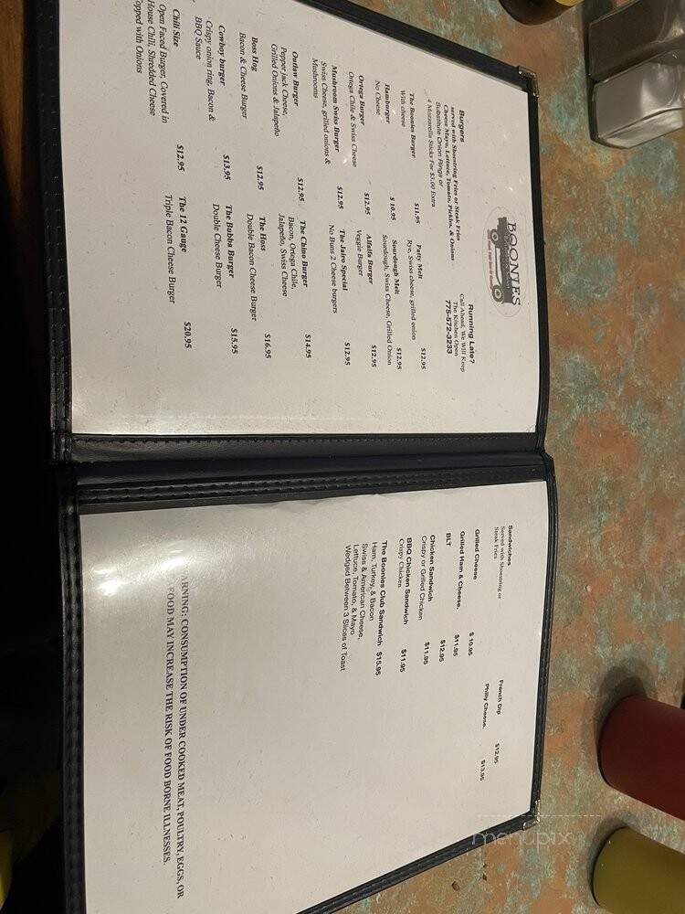 Boonies Saloon - Dyer, NV menu_pic