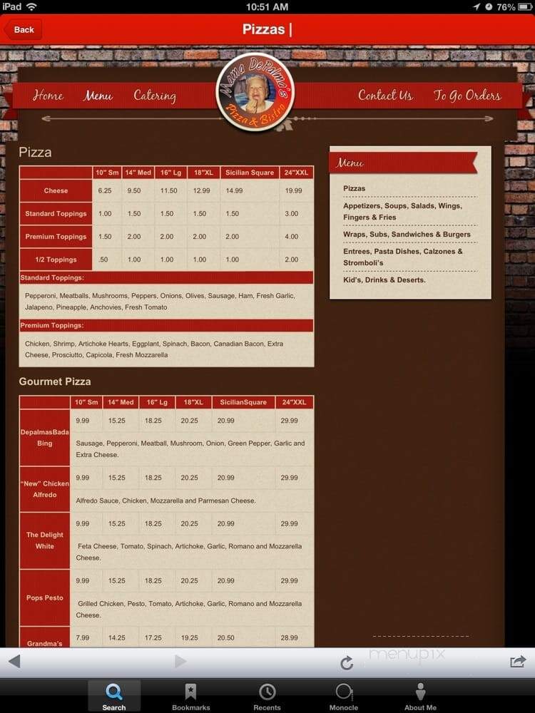 Mama Depalma's Pizza & Bistro - Las Vegas, NV menu_pic