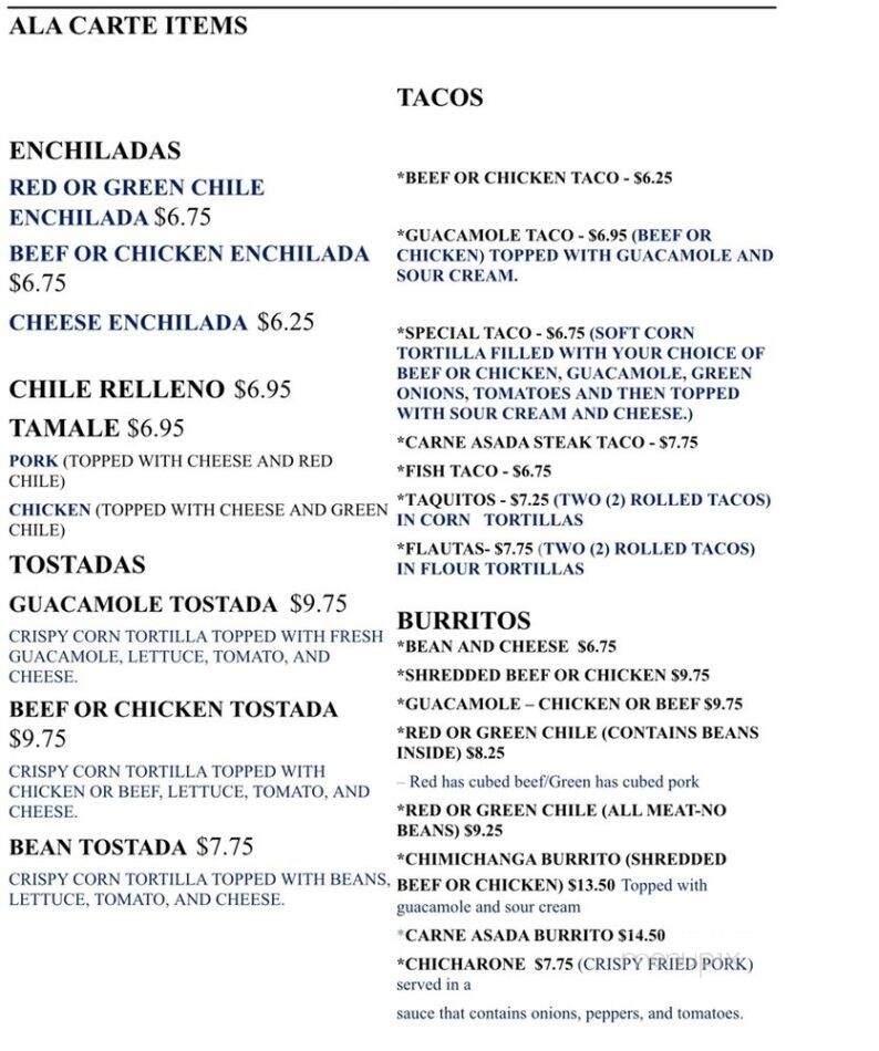 El Burrito Mexican Restaurant - Las Vegas, NV menu_pic