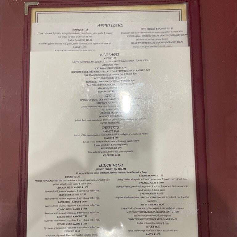 Hedary's Mediterranean Restaurant - Las Vegas, NV menu_pic
