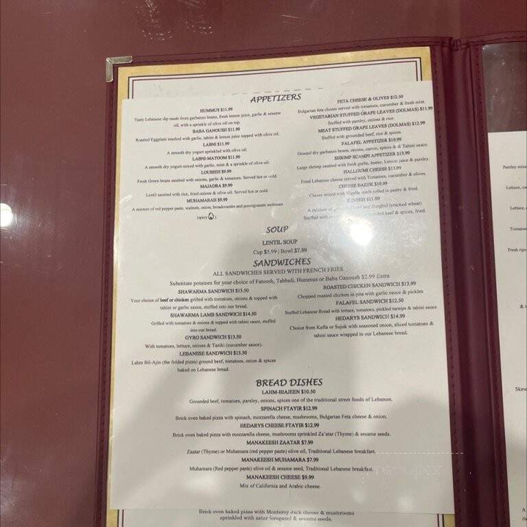 Hedary's Mediterranean Restaurant - Las Vegas, NV menu_pic