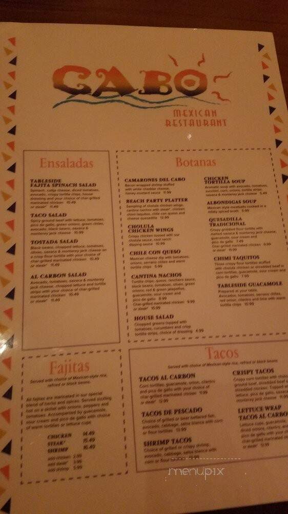 Cabo Mexican Restaurant - Las Vegas, NV menu_pic