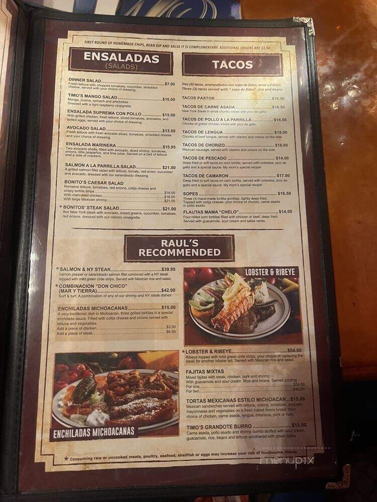 Bonito Michoacan Inc - Las Vegas, NV menu_pic