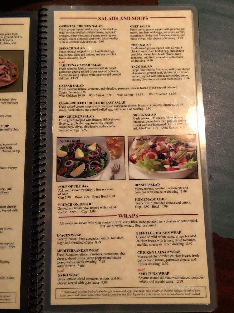 O'Aces Bar & Grill - Las Vegas, NV menu_pic