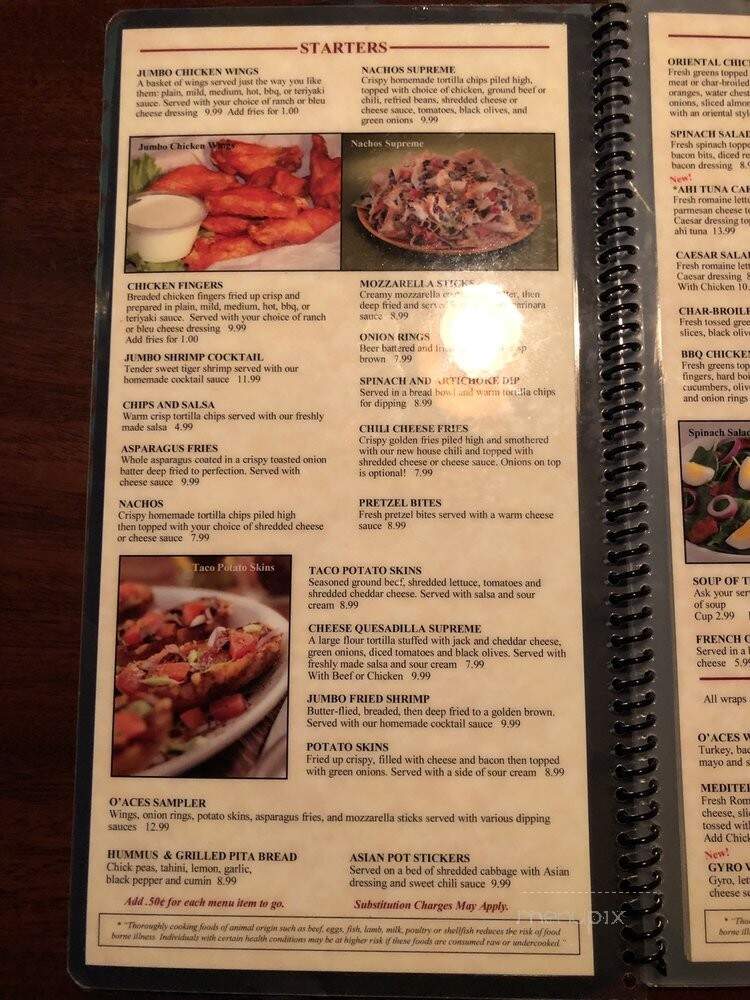 O'Aces Bar & Grill - Las Vegas, NV menu_pic