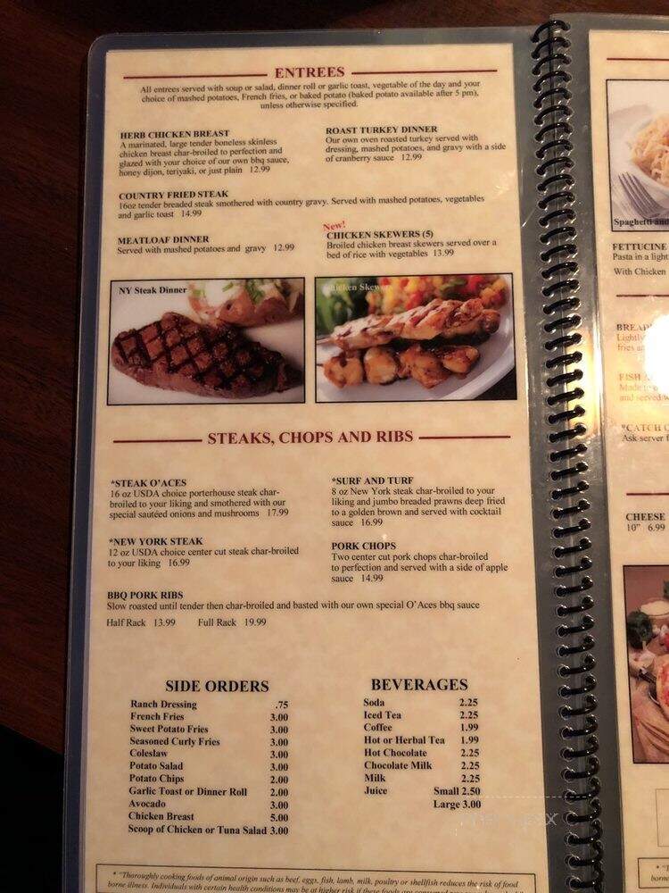 O'Aces Bar & Grill - Las Vegas, NV menu_pic