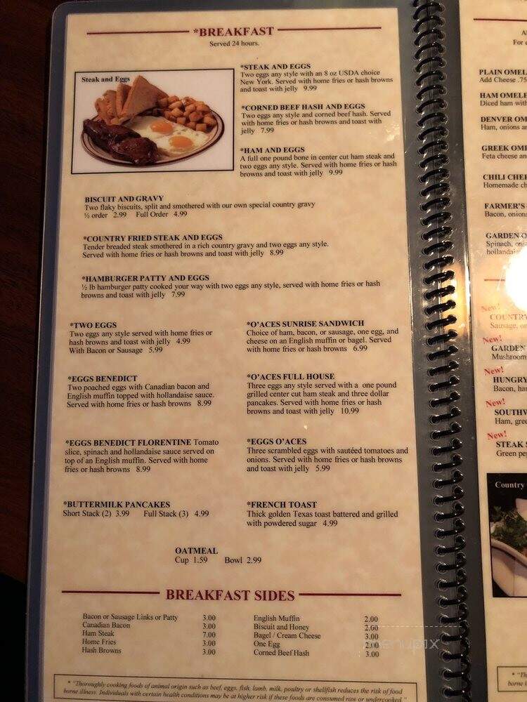 O'Aces Bar & Grill - Las Vegas, NV menu_pic
