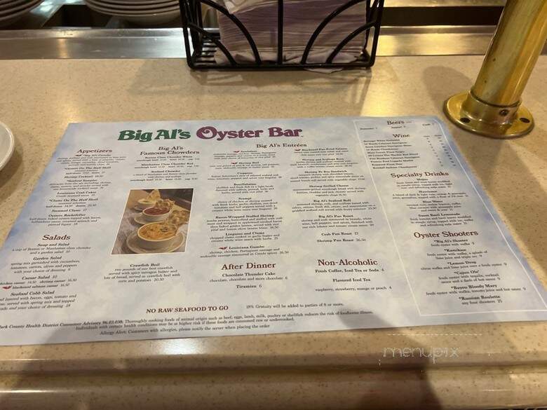 Big Al's Oyster Bar - Las Vegas, NV menu_pic