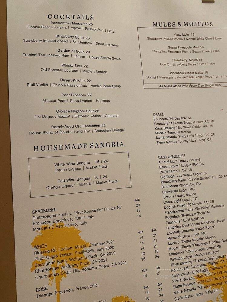 Wolfgang Puck Bar & Grill - Las Vegas, NV menu_pic