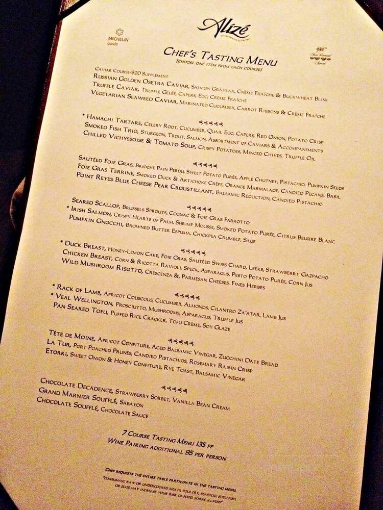 Alize At The Top Of The Palms - Las Vegas, NV menu_pic