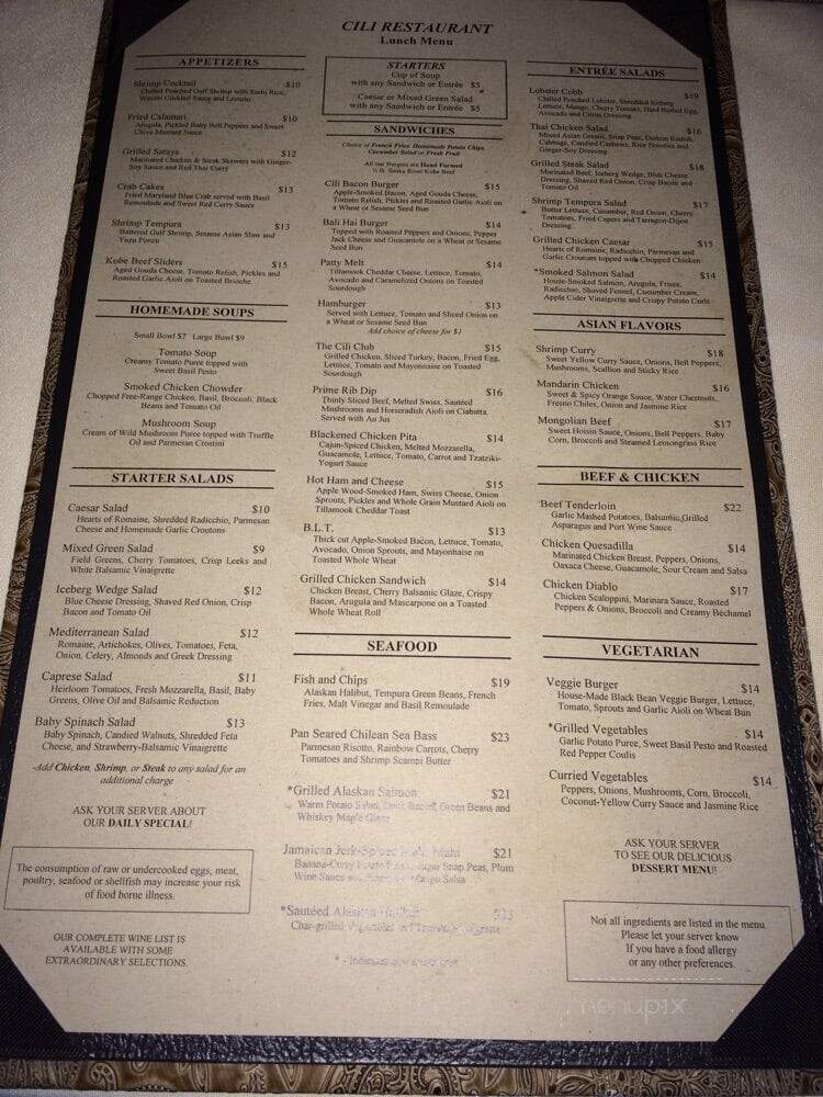 Cili Fine Dining - Las Vegas, NV menu_pic