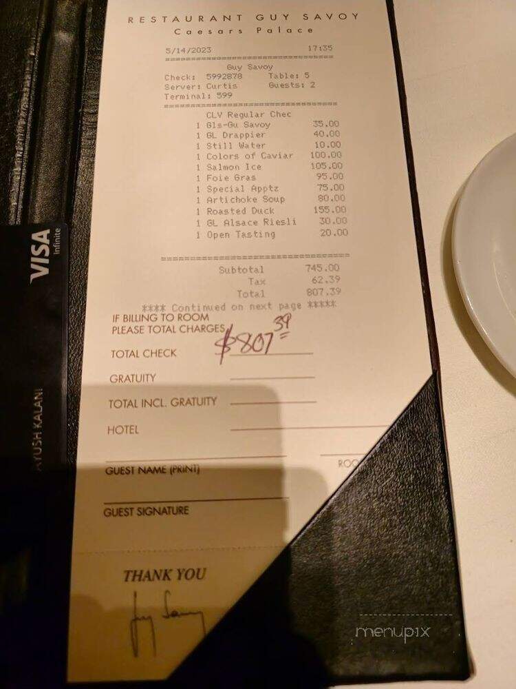 Guy Savoy - Las Vegas, NV menu_pic