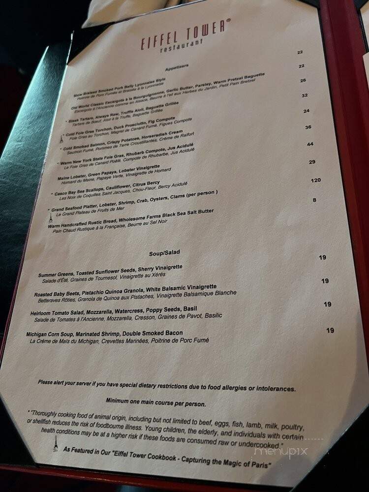Eiffel Tower Restaurant - Las Vegas, NV menu_pic