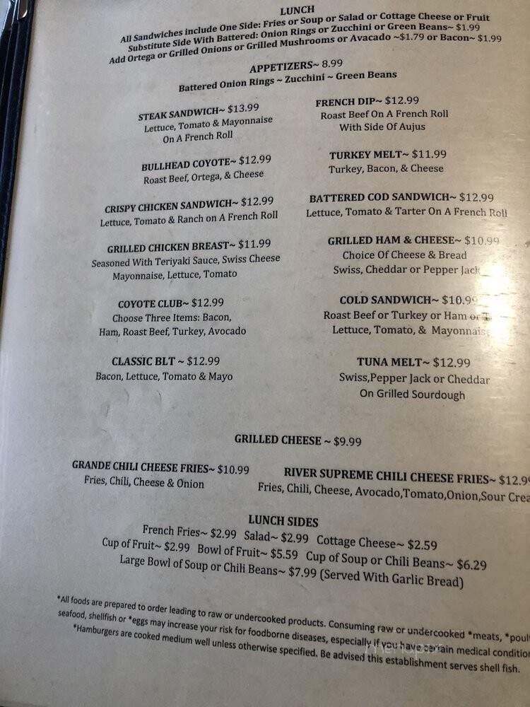 Coyote Cafe - Las Vegas, NV menu_pic