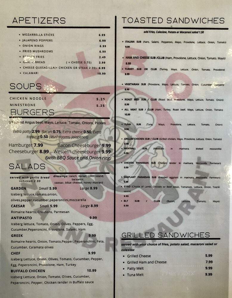 Albo Pizza Restaurant - Las Vegas, NV menu_pic
