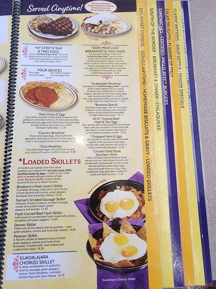 Blueberry Hill Family Restaurant - Las Vegas, NV menu_pic