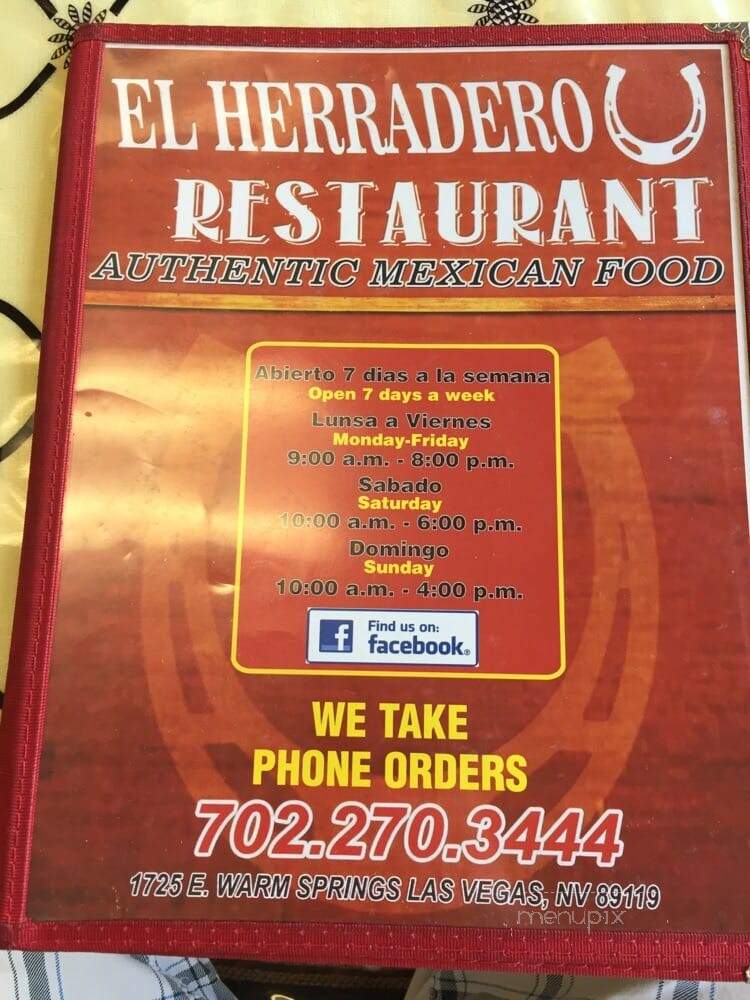 El Herradero Mexican Restaurant - Las Vegas, NV menu_pic