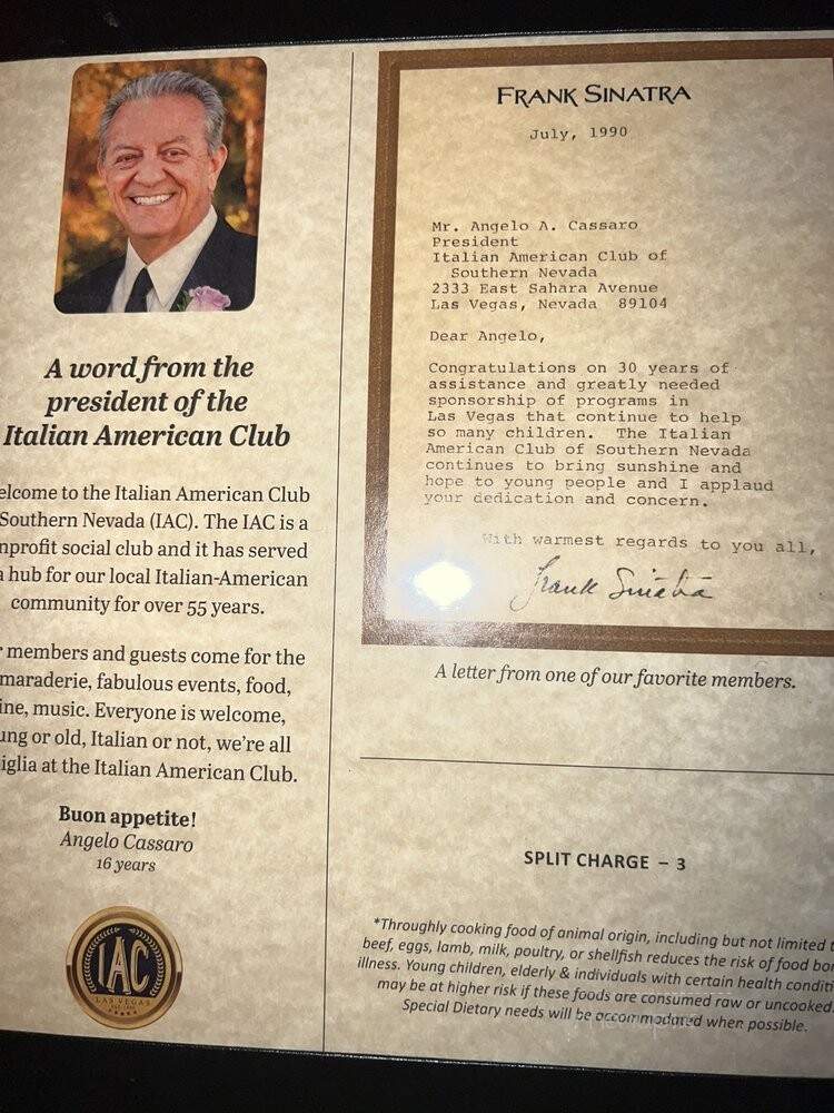 Italian American Supper Club - Las Vegas, NV menu_pic