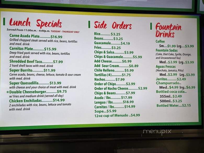 Pepe's Taco's 2 - Las Vegas, NV menu_pic