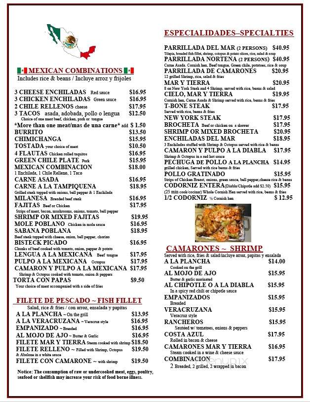 Mar Y Tierra - Las Vegas, NV menu_pic