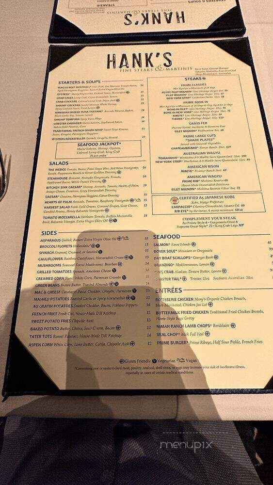 Hank's Fine Steakhouse - Henderson, NV menu_pic
