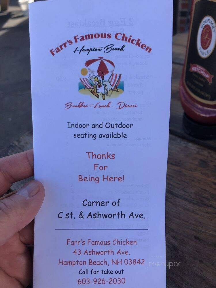 Farr's Famous Fried Chicken - Hampton, NH menu_pic