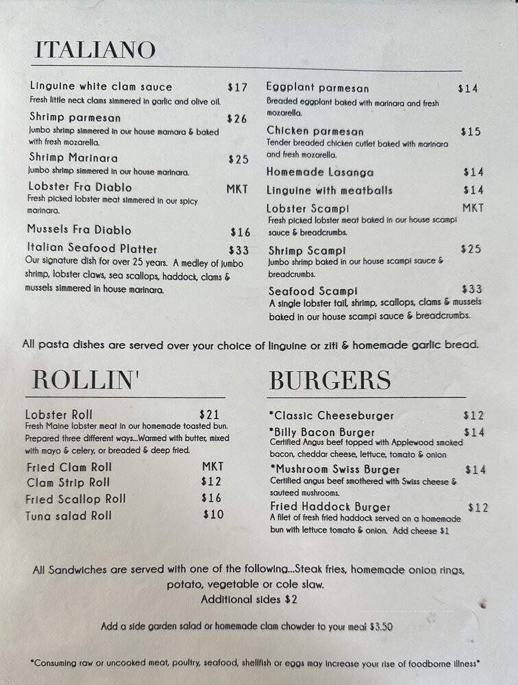 Lobster Trap Express - North Conway, NH menu_pic