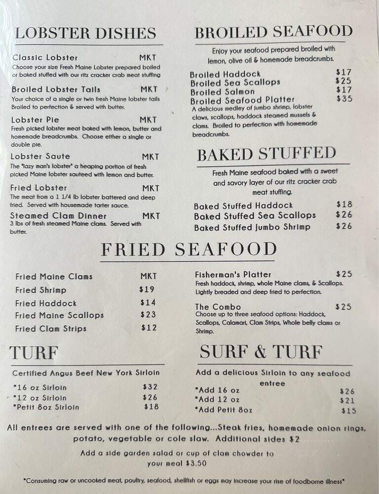 Lobster Trap Express - North Conway, NH menu_pic