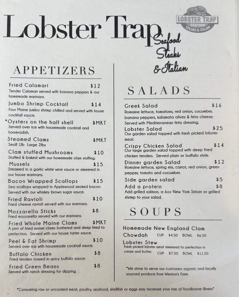Lobster Trap Express - North Conway, NH menu_pic
