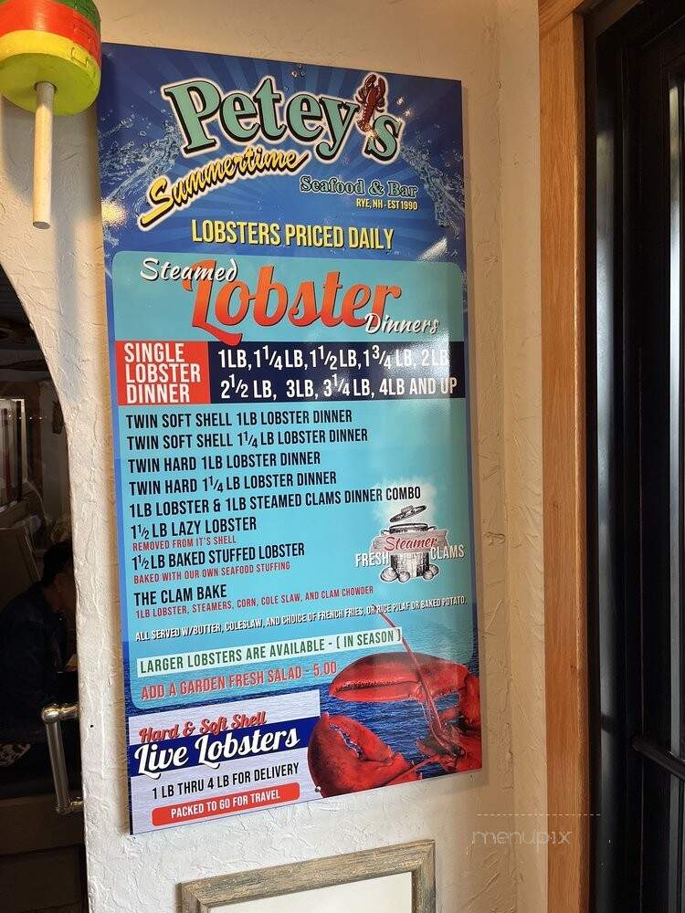 Petey's Summertime Seafood - Rye, NH menu_pic