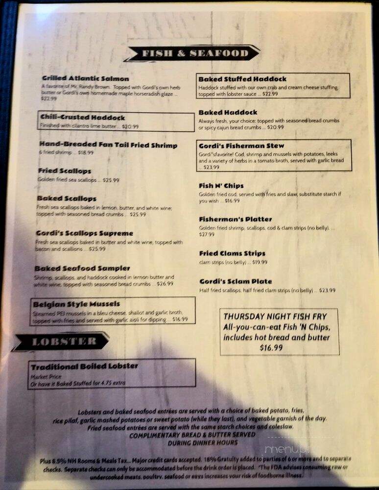Seven Seas Seafood Restaurant - Lincoln, NH menu_pic
