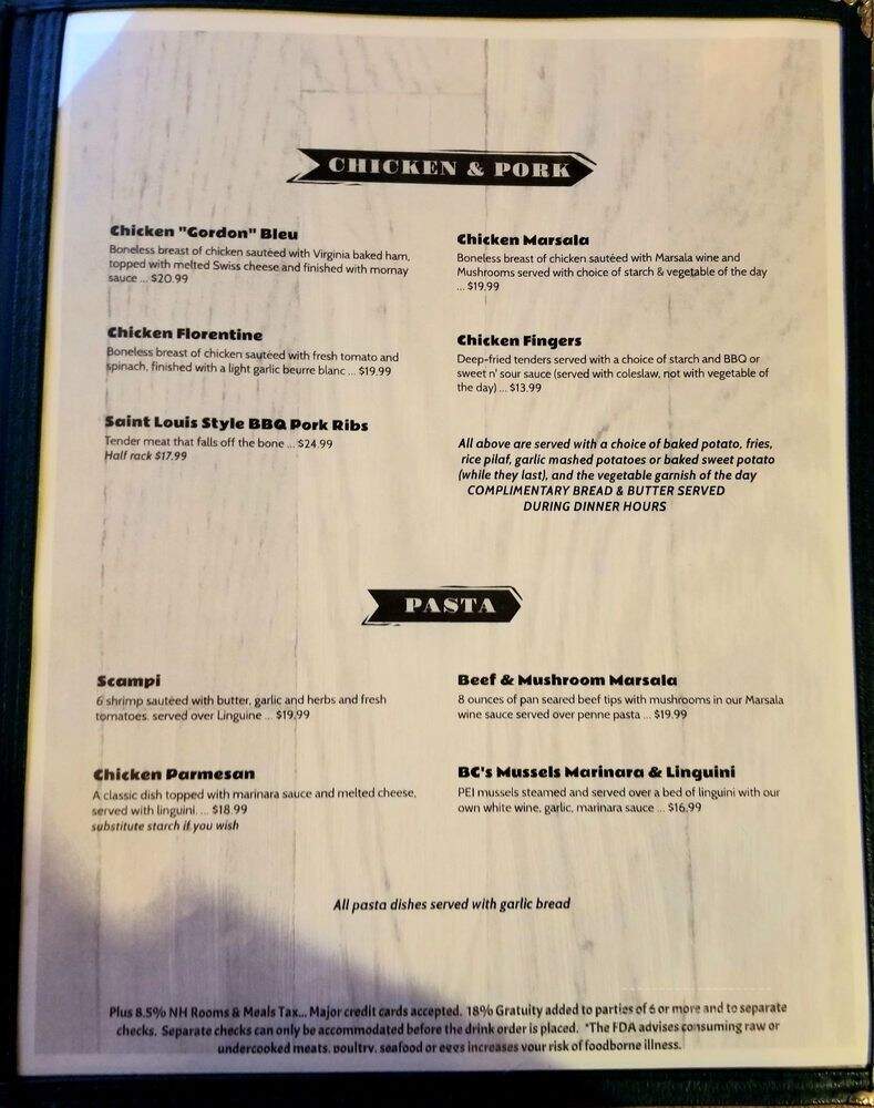 Seven Seas Seafood Restaurant - Lincoln, NH menu_pic