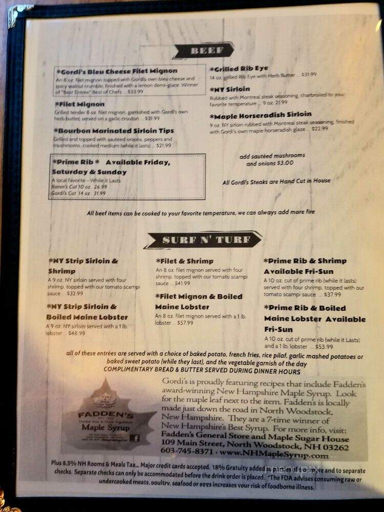 Seven Seas Seafood Restaurant - Lincoln, NH menu_pic