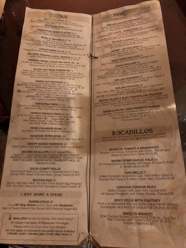 Stone House Tavern & Par 3 Glf - Laconia, NH menu_pic