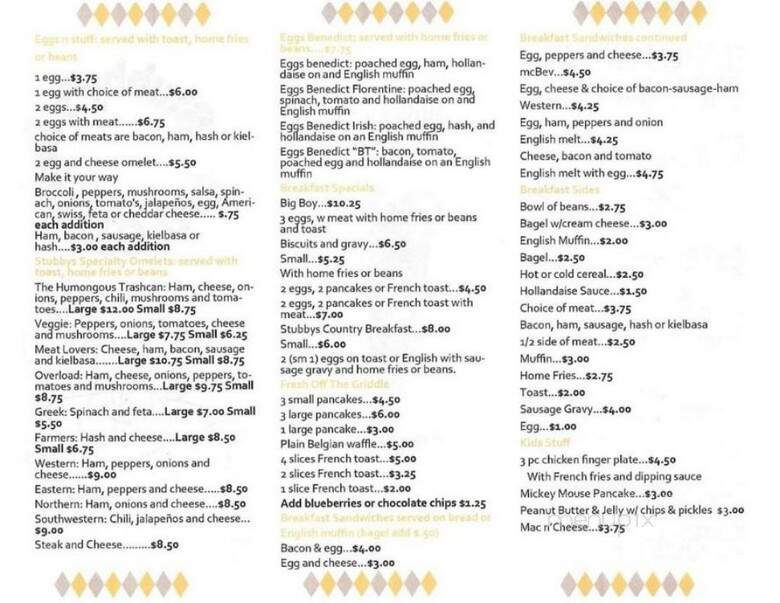 Stubby's Place - Candia, NH menu_pic