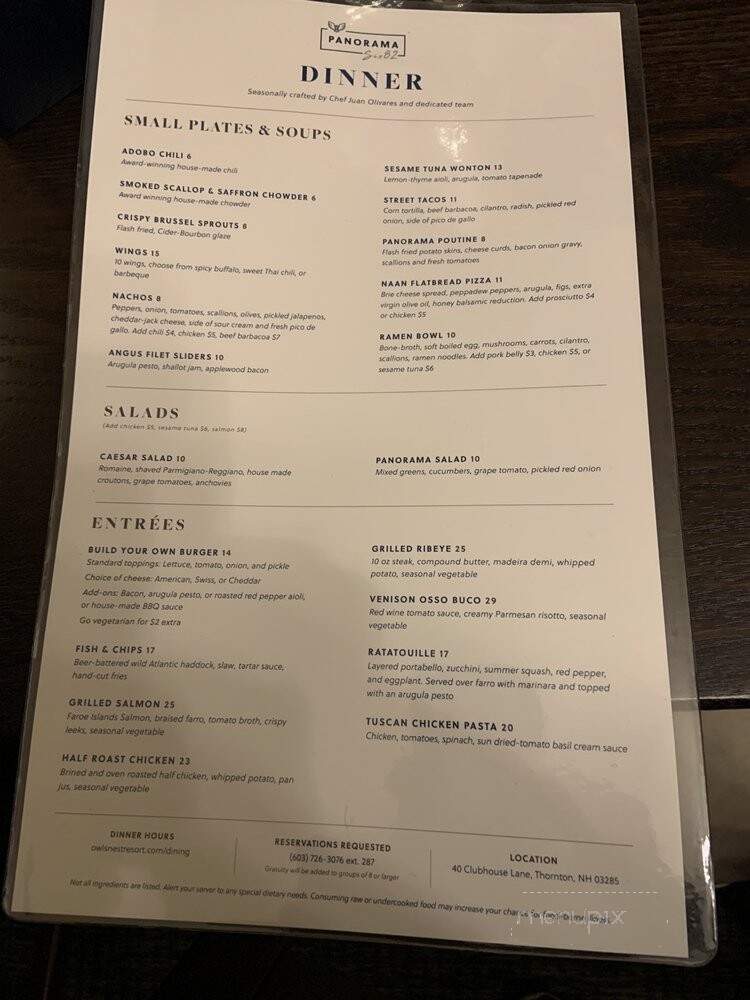 Sunset Room - Campton, NH menu_pic