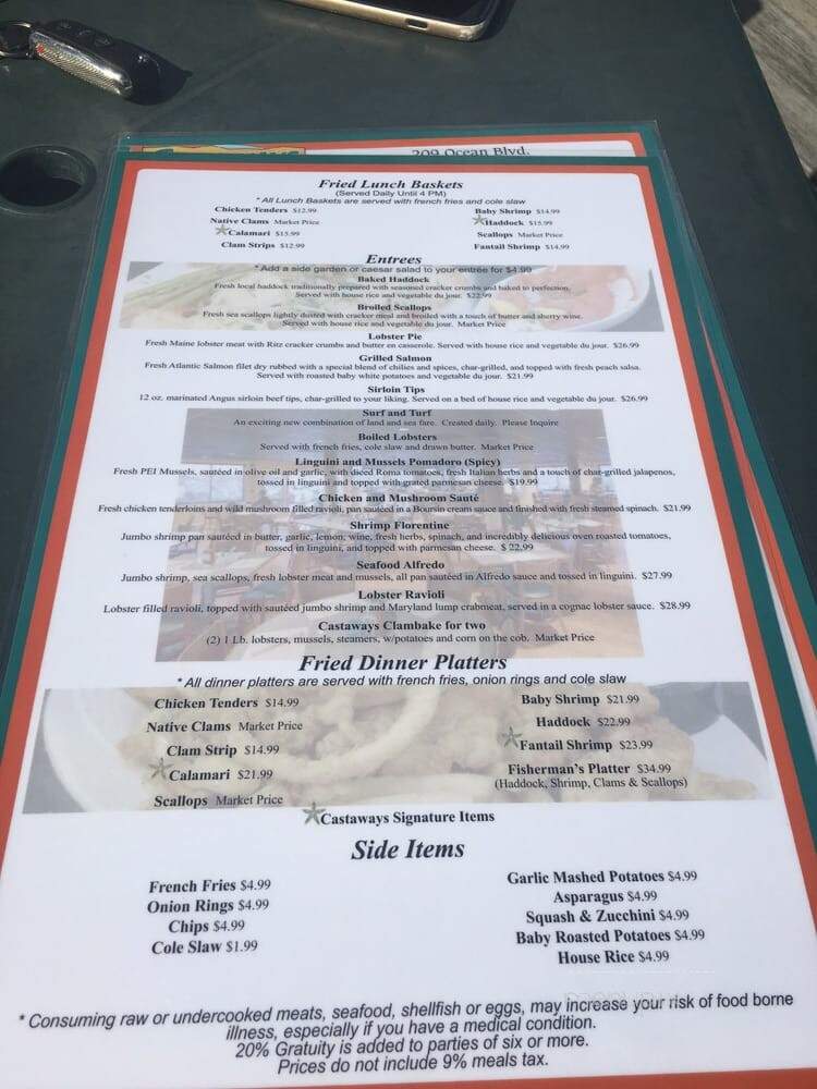Top Of The Harbor - Seabrook, NH menu_pic