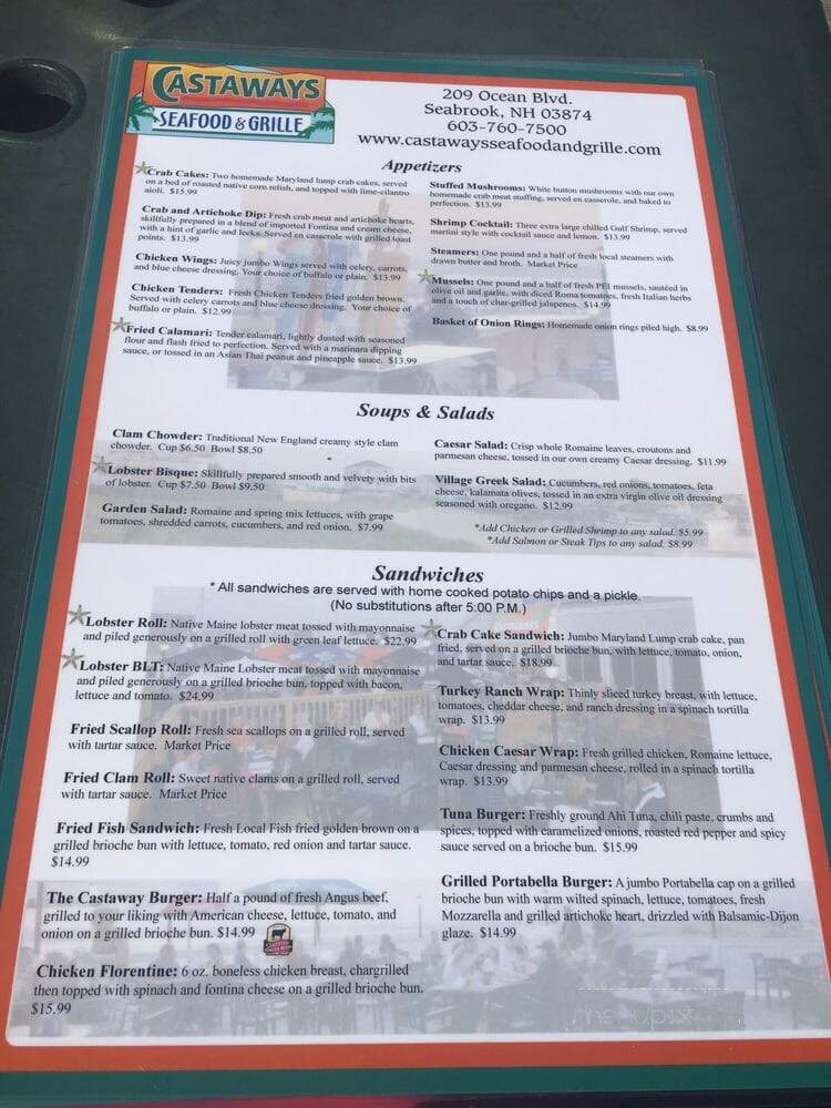 Top Of The Harbor - Seabrook, NH menu_pic