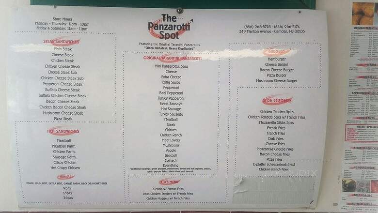 Panzarotti Pizza King - Camden, NJ menu_pic