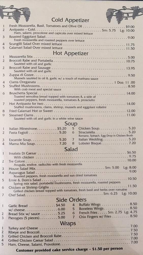 Ernie & Dom's Pizzeria - Hampton, NJ menu_pic