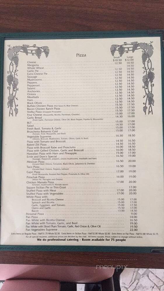 Ernie & Dom's Pizzeria - Hampton, NJ menu_pic