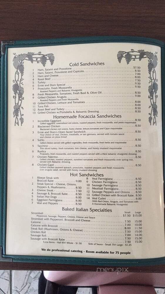 Ernie & Dom's Pizzeria - Hampton, NJ menu_pic