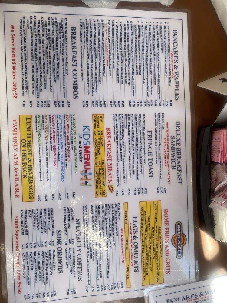 Dock Mike's Pancake House Inc - Cape May, NJ menu_pic