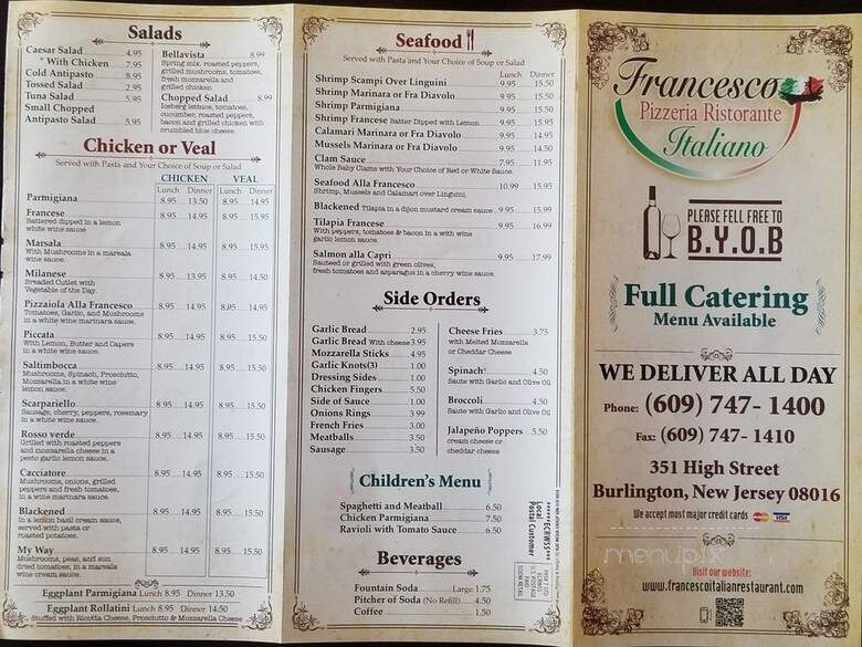 Franecesco Pizzeria - Burlington, NJ menu_pic