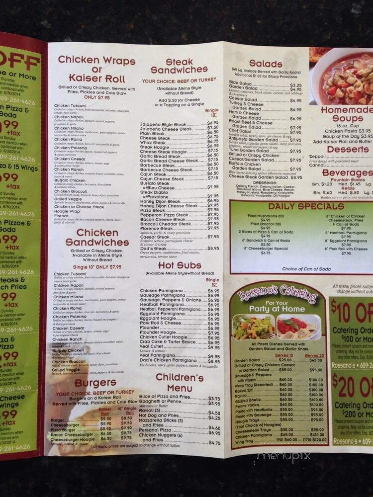 Rossano's Pizzeria & Restaurant - Hainesport, NJ menu_pic